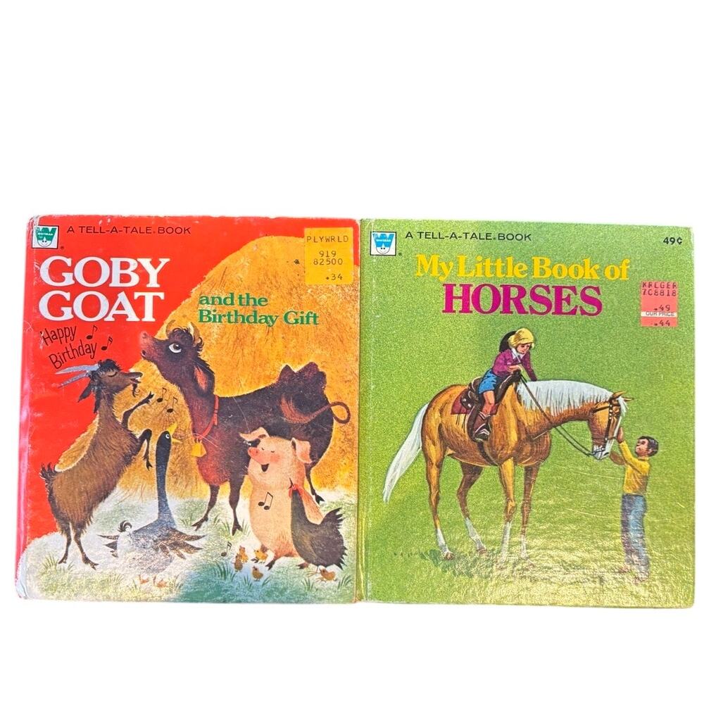 Vintage 1970's Tell-A-Tale Books, Goby Goat, Horses, Whitman Publishing, HC